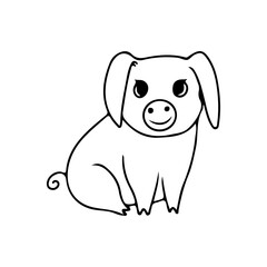 Naklejka premium Pig. Piglet. Livestock, animal, Farming. Farm. Vector illustration isolated on white background. Coloring book