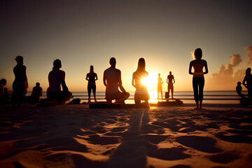 silhouettes of people at sunset