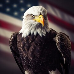 Naklejka premium Portrait of mighty eagle from USA. Generative AI
