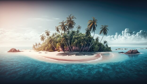 beautiful tropic island with palm trees