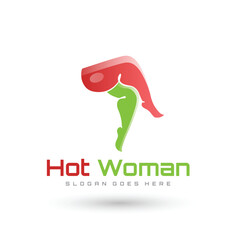Sexy Girl Hot pepper. Flamed spicy pepper pod, burning red peppers icon, vector illustration	