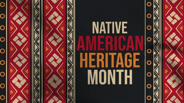 Native American Heritage Month 4K animation. Native American Heritage Month waving animation with traditional color