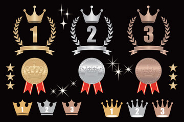 Gold Medal Silver Medal Bronze Medal Set,vector illustration