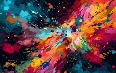 Abstract colorful background with splashes. Generative AI technology.