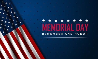 Memorial day background design with remember and honor text 