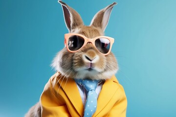 Bunny with sunglasses, giving a cool and trendy vibe - AI generated