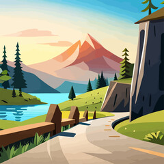 road on the bank of the river in the reserve