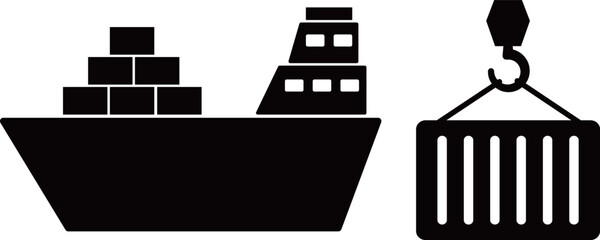 貨物船　コンテナ　アイコン