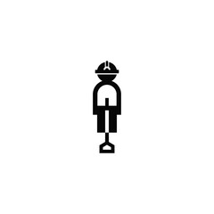 Worker man and shovel combination. Negative space logo design.