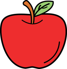 Free vector Illustration of a red apple with color. Cartoon draw, apple icon