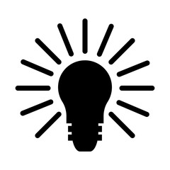 Light bulb black icon, ideas symbol. Vector illustration isolated on white background.