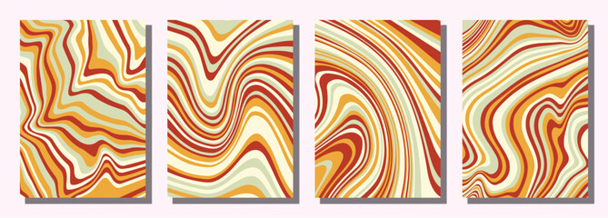 Abstract psychedelic groovy set background.