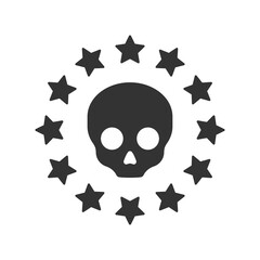 Skull with border of stars isolated on white