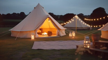 glamping. luxury glamorous camping. glamping in the beautiful countryside, camping in the mountains