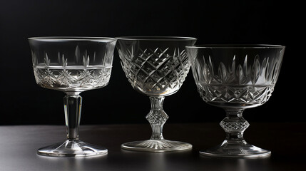 Three classic cocktail glasses, Generative Ai