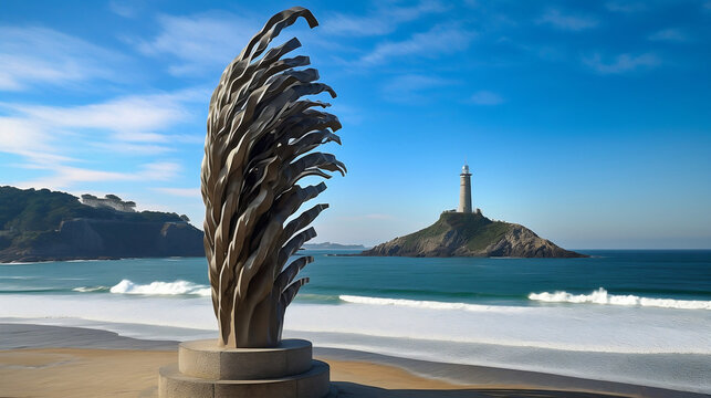 The Comb of the Wind in Donostia-San Sebastian, Spain, Generative Ai