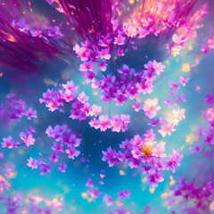 Plakat Colorful spring flowers. AI generated illustration