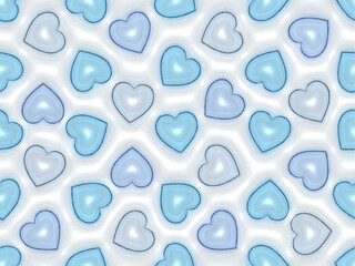 3Dのぷっくりした水色のハート柄パターン