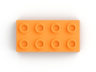 3D Rendering Orange Toy Brick Isolated on white Background