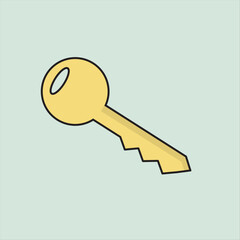 Key vector icon isolated on green background.