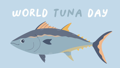 World tuna day modern vector. Good for logo, symbol, sign, t shirt, sticker, flyer design. Vector EPS10