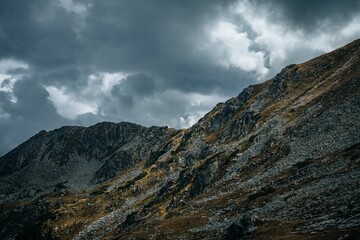 Rocky mountains in summer on a cloudy day