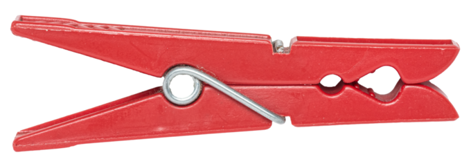 Red plastic clothes peg isolated on transparent background