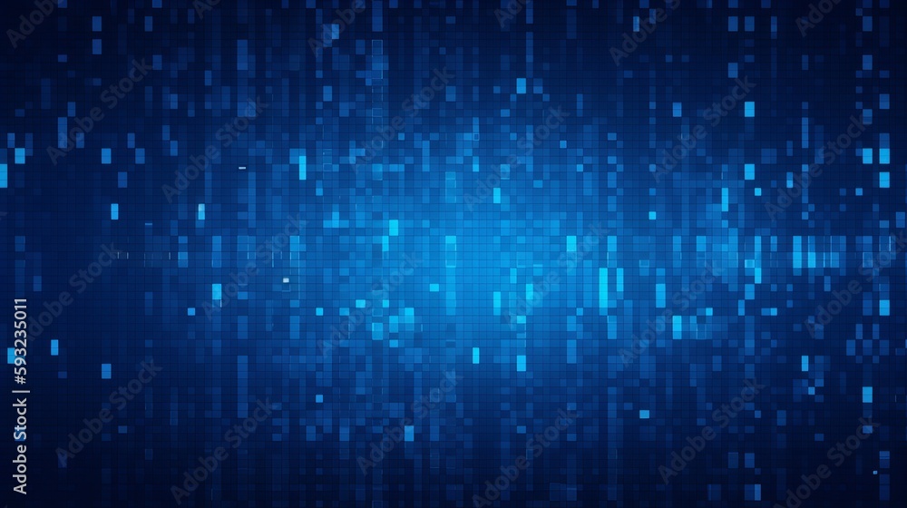 Wall mural digital technology background. digital data square blue pattern pixel background generative ai