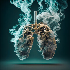 Lungs with smoke and skulls. Generative AI