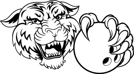 A tiger ten pin bowling ball animal sports team mascot