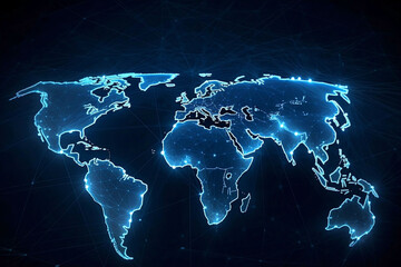 Blue Earth Map Glow Light Background Illustration