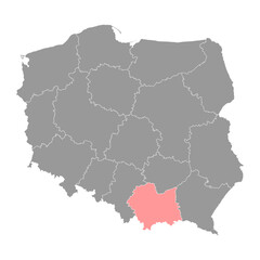 Lesser Poland Voivodeship map, province of Poland. Vector illustration.