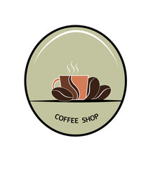 Logo for coffee shop. Hot coffee in circle.