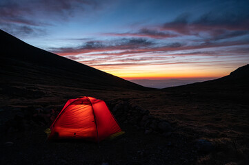Tent mountain twilight