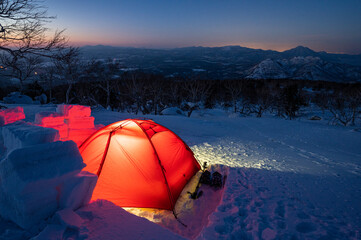 Tent mountain twilight