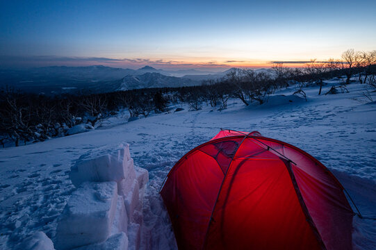 Tent mountain twilight