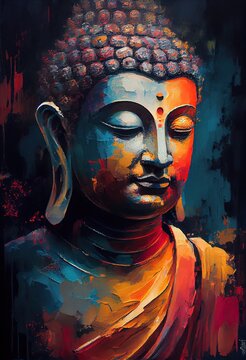 Generative AI illustration of buddha, aura of energy, surreal fantasy, light flashing, beautiful light spectrum, bright white lotus flower, burning cloud-like petals, seawater.