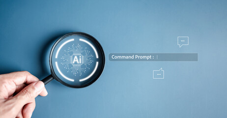 Ai Technology System. Businessman using chat bot intelligence Ai. Chat with AI Artificial Intelligence, developed by OpenAI generate. Futuristic technology, robot in online system.