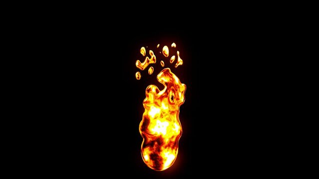 Animation of fire lava splattered upwards with 4k resolution