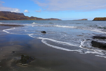 Incoming tide at Staffin beach, Isle of Skye, Scotland, UK.
