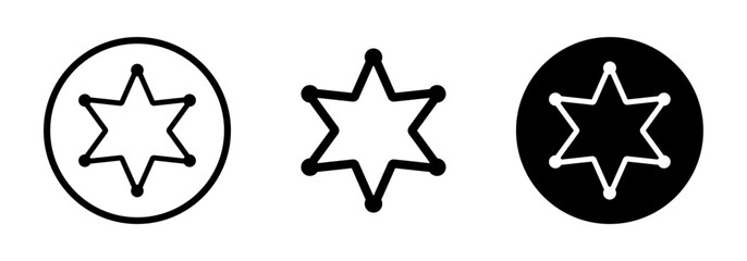 Set of sheriff stars. Design illustration of star western sheriff. Police vector icon.