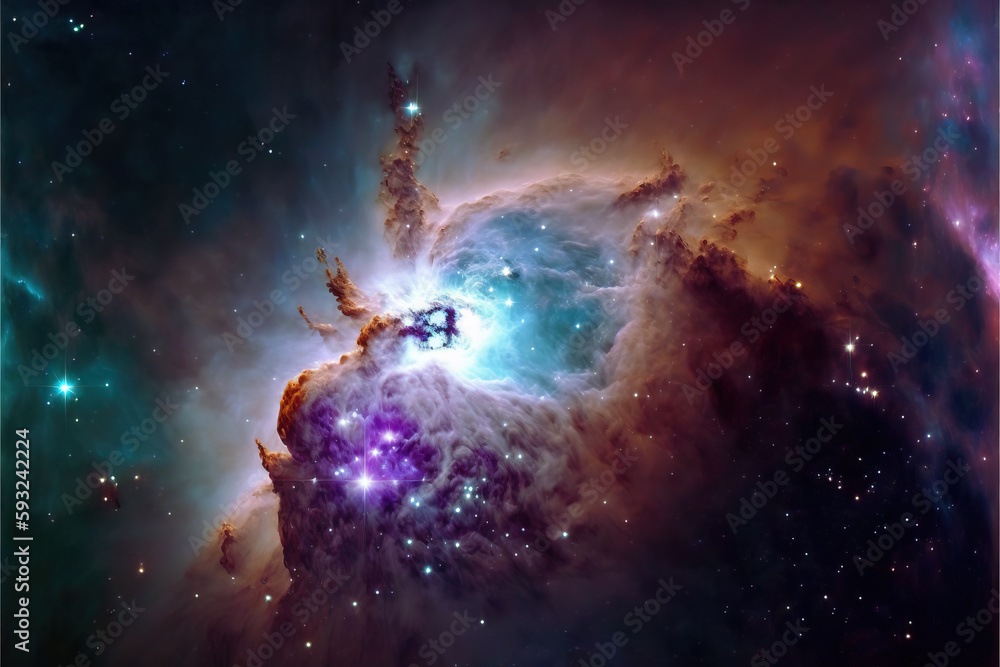 Canvas Prints pearl nebula with stars. fantasy galaxy generative ai background