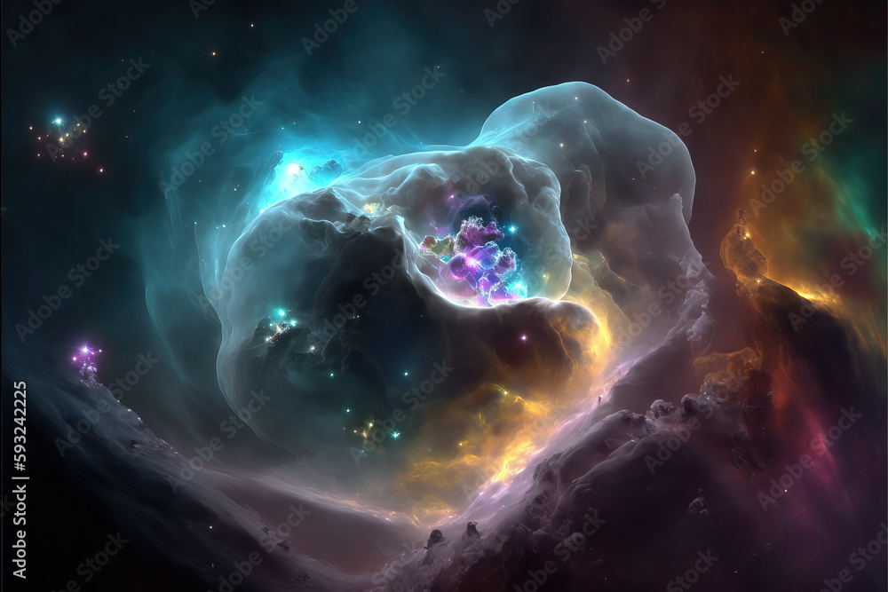 Canvas Prints pearl nebula with stars. fantasy galaxy generative ai background