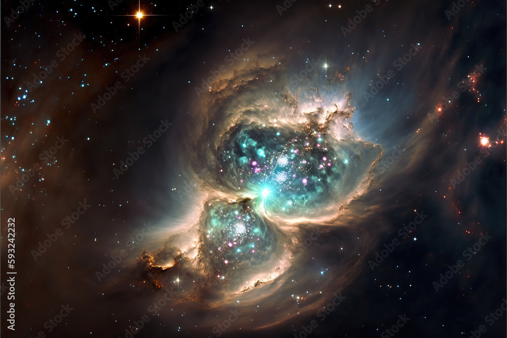 Canvas Prints pearl nebula with stars. fantasy galaxy generative ai background