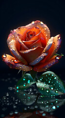 red rose and drops