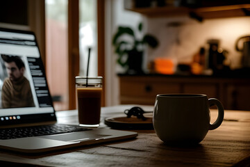 cup of coffee and laptop