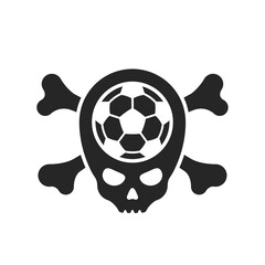 Skull soccer ball with crossbones - vector emblem