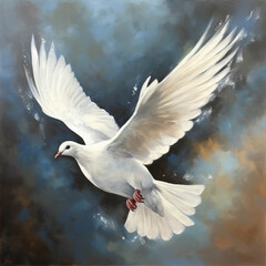 White Dove Flying In Old Style Painting