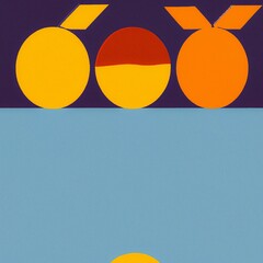 Minimalist illustration of fruit in a circular shape as an orange, on a blue background