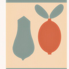 Minimalist illustration of different shapes resembling fruit, on a beige backgroun